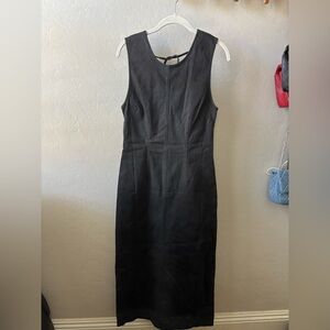 Free People Long Black Denim Sleeveless Dress With Plunging Back | Size 8